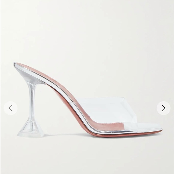 Amina Muaddi Shoes - Amina Muaddi Lupita glass clear slipper plexi Silver pvc leather Heels